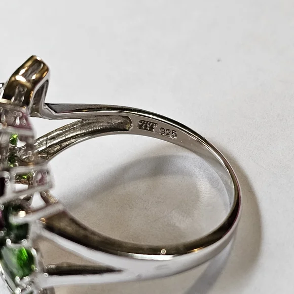 Gorgeous Genuine Gemstone Ring in Rhodium over Sterling Silver Sz 9.5! - Picture 6 of 9